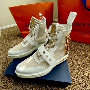 White Louie Vuitton sneaker boot